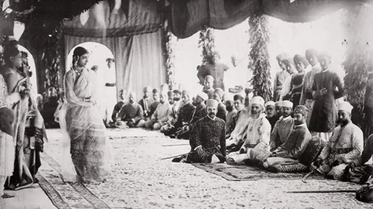 Courtesans singing ghazals in a Mushaira, Hyderabad, India.