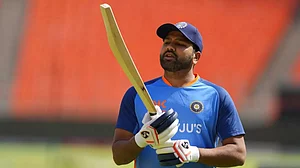 Rohit Sharma pictured during a team practice session ahead of the 4th Test against Australia.