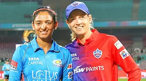 Harmanpreet Kaur and Meg Lanning pose for a picture ahead of their match on Thursday.