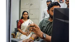 BRS MLC K Kavitha at ED office in Delhi