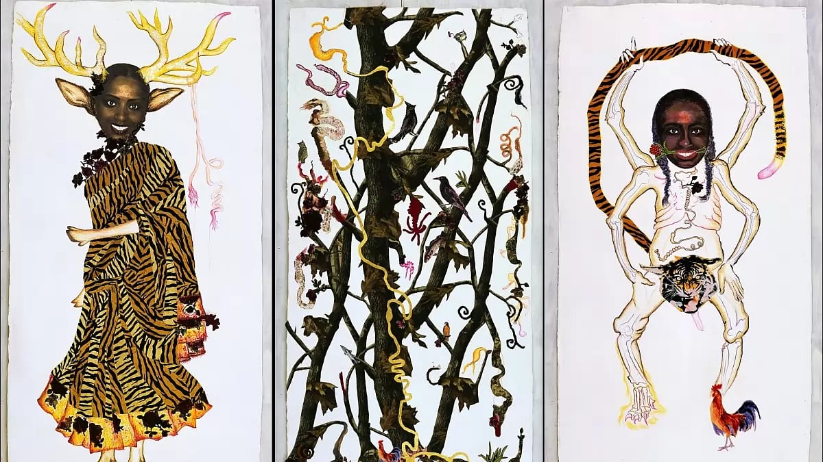 Half Full 2007: Half-human, half-animal hybrid bodies challenge the imagination of the viewers. The hybrid figures operate on the interface between fantasy and reality. The roles of the grotesque self-form many perspectives:  flirtatious to ambiguous and self-realising to psychosexual to question social norms.