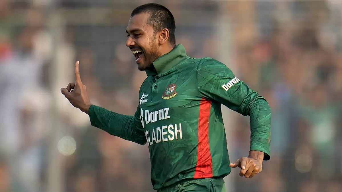 Mehidy Hasan celebrates the wicket of Chris Woakes in the 2nd T20I on Sunday.