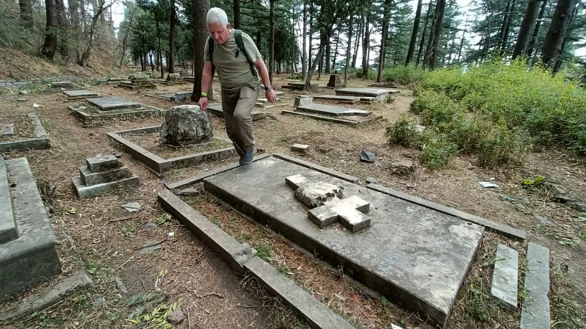 Simon from England at a cemetery in Shimla, Himachal Pradesh.