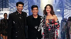 Aditya Roy Kapur and Ananya Panday with Manish Malhotra
