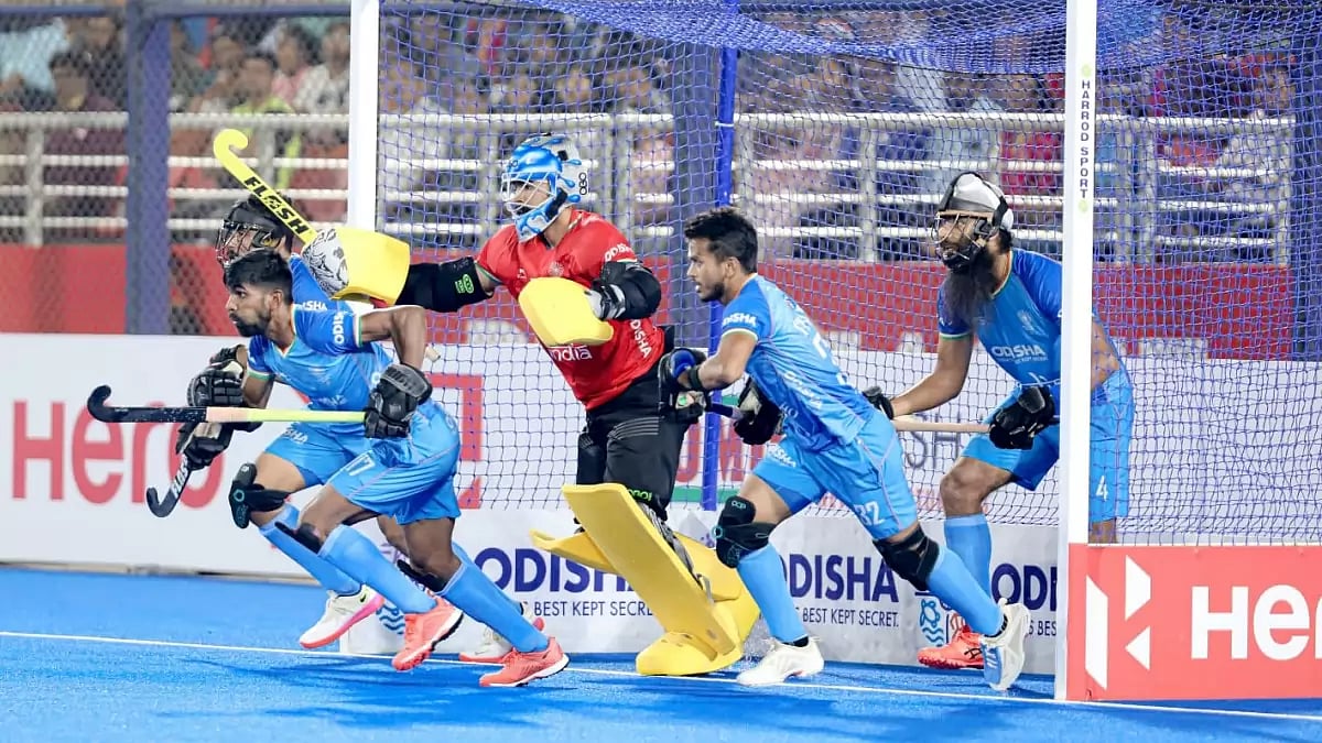Indian hockey players in action during their FIH Pro League win over Australia on Wednesday.