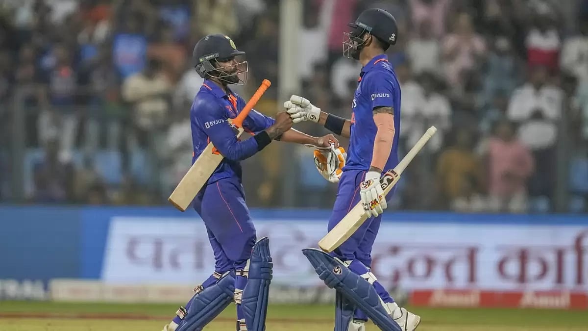 Jadeja, left, and Rahul shared a 108-run partnership in Mumbai on Friday.