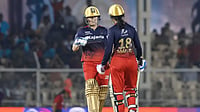 (Photo: File) : Women's Premier League: Sophie Devine, left, and Smriti Mandhana, right, in action during WPL 2023
