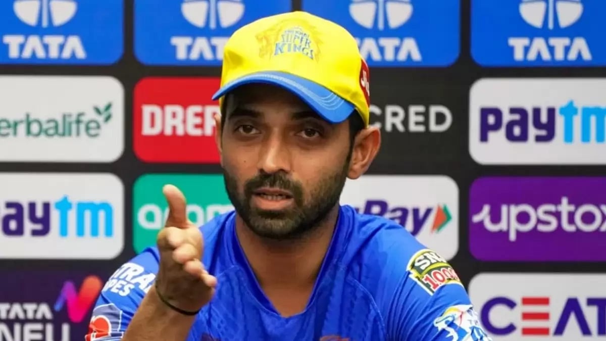 Ajinkya Rahane addresses the media ahead of his CSK's opening match vs GT in Ahmedabad.