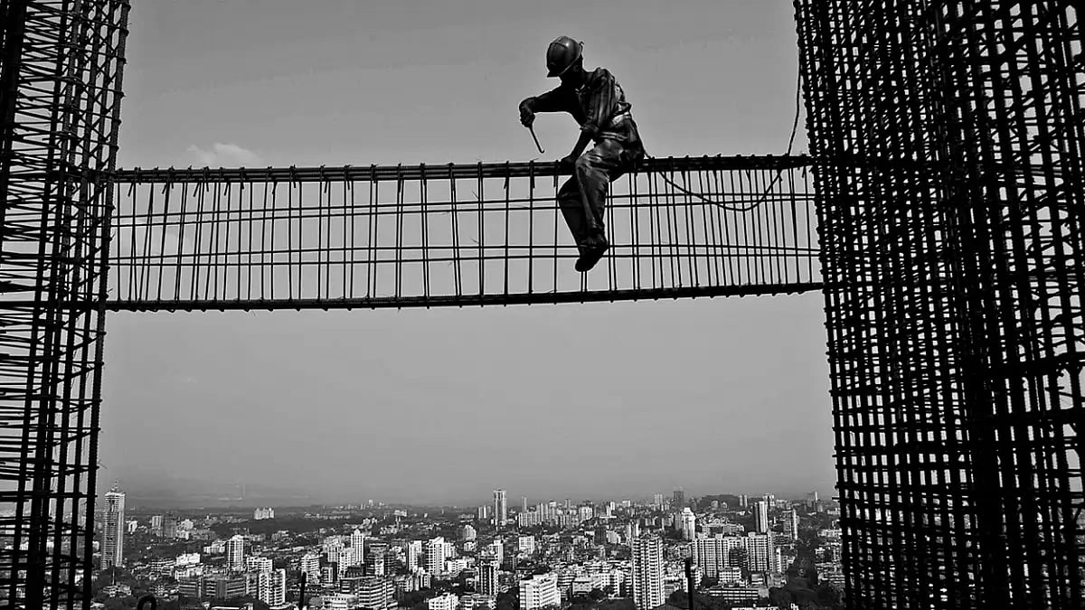 A construction worker in Tardeo, Mumbai