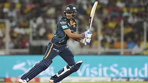 Shubman Gill bats en route to his match-winning 63 against CSK on Friday.