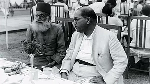 B.R. Ambedkar with Maulana Hasrat Mohani at Sardar Vallabhbhai Patel’s reception in 1949.