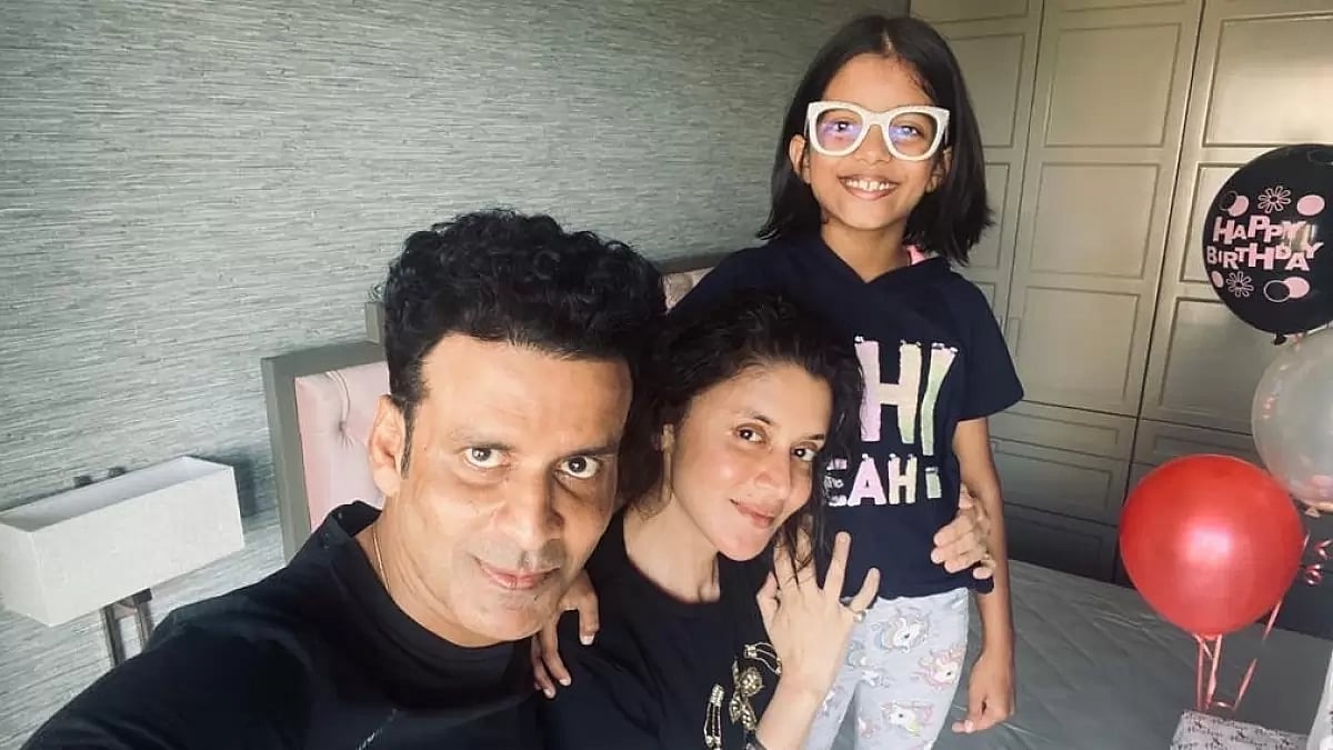 Manoj Bajpayee with his wife and daughter