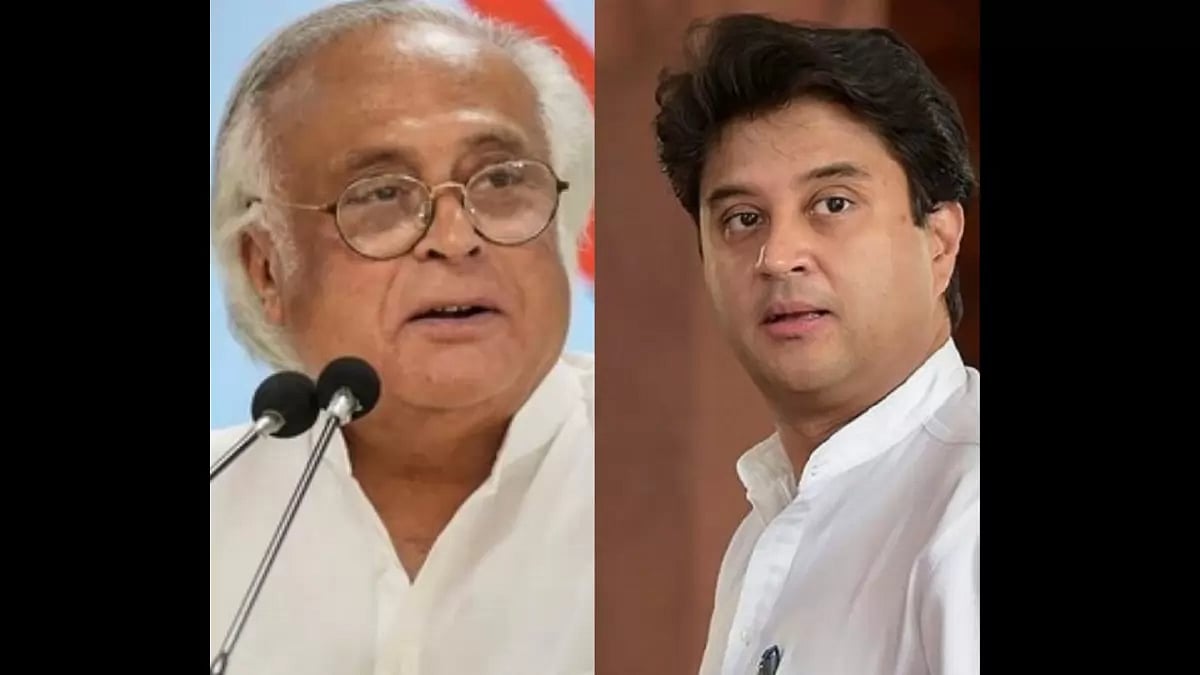 Senior Congress leader Jairam Ramesh (left) and Union Minister Jyotiraditya Scindia (Right)