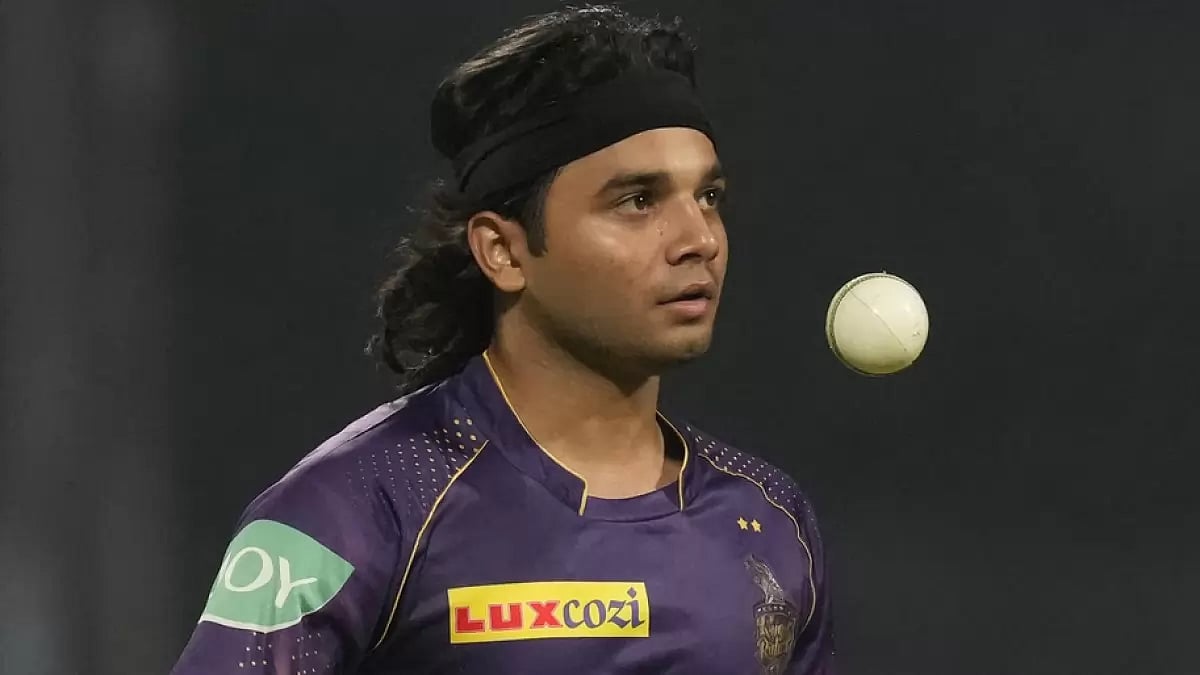 Suyash Sharma readies himself to bowl during KKR's match against RCB on Thursday.