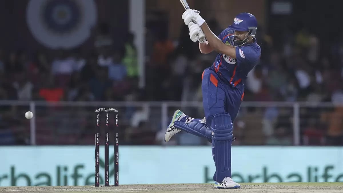 Krunal Pandya bats en route to his 23-ball 34 in Lucknow on Friday.