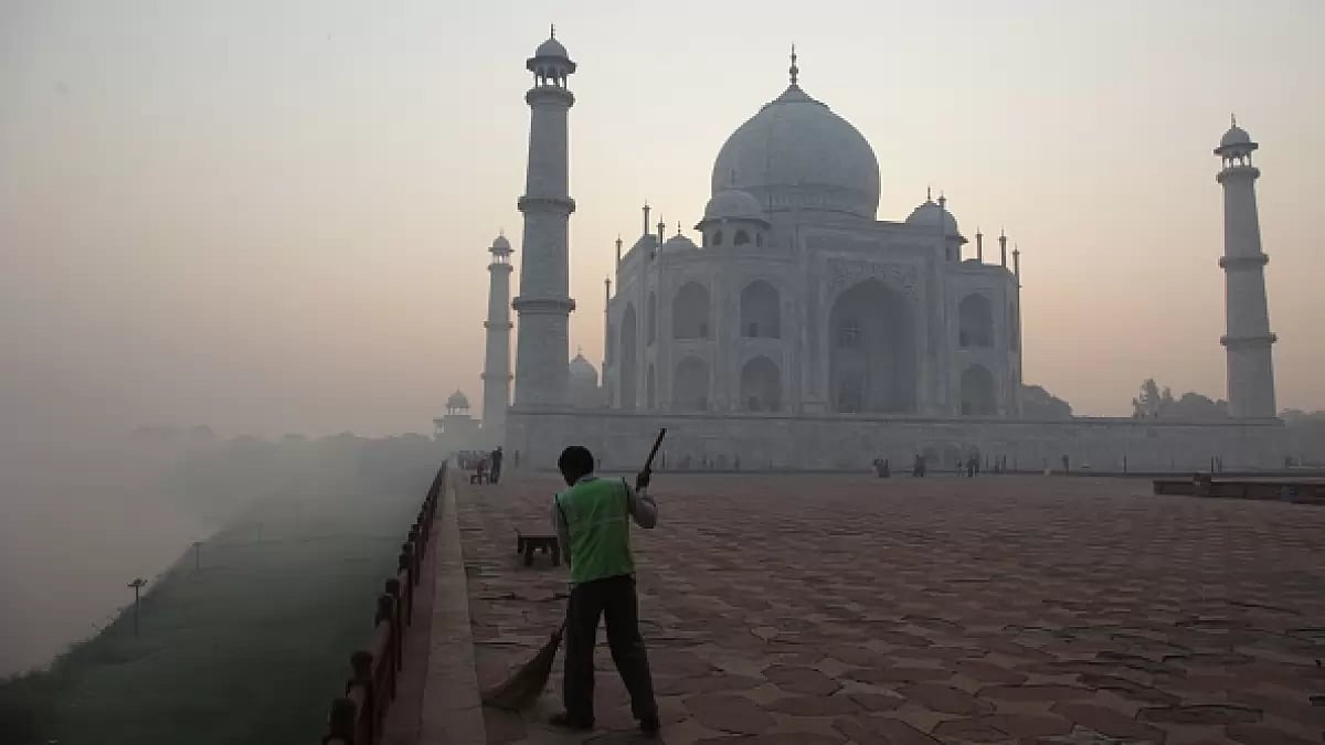 The Taj Mahal in Agra, Uttar Pradesh.