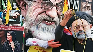 Global Issue: Demonstrators during a protest march outside the White House in Washington DC