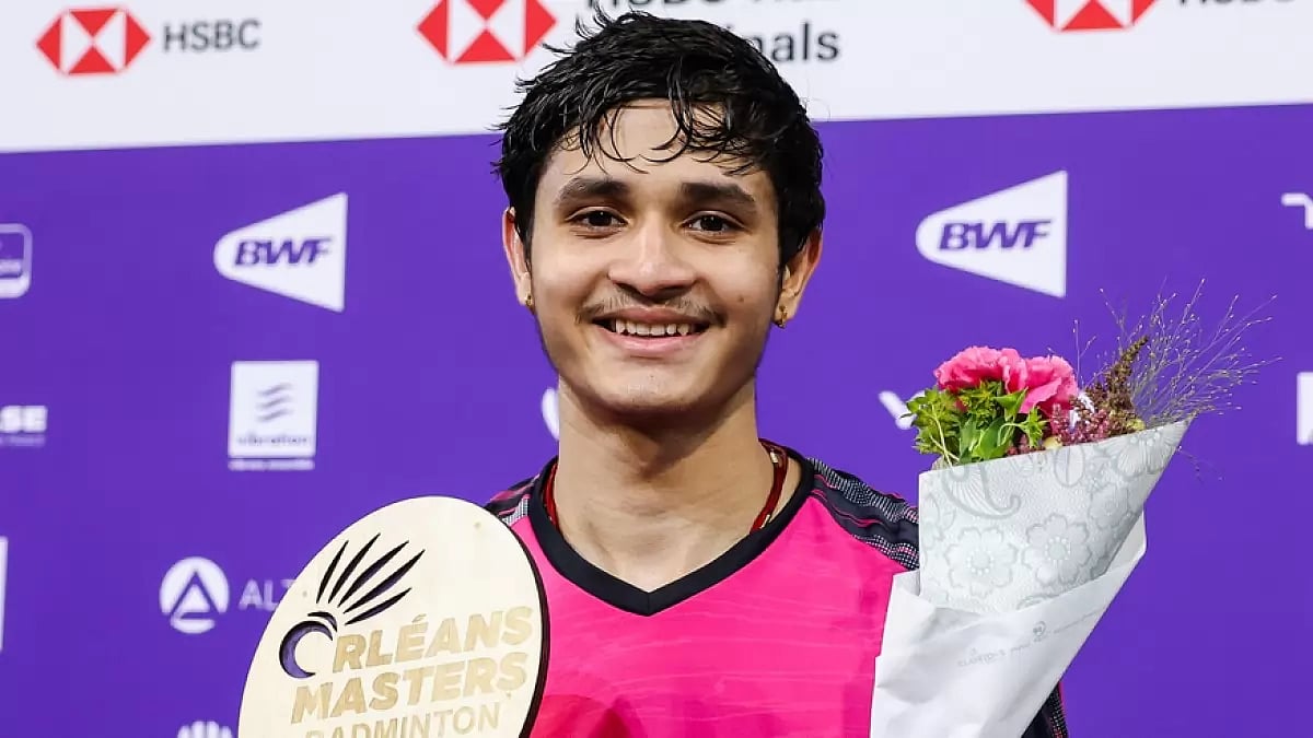 Rajawat poses with the Orleans Masters title after his finals win on Sunday.