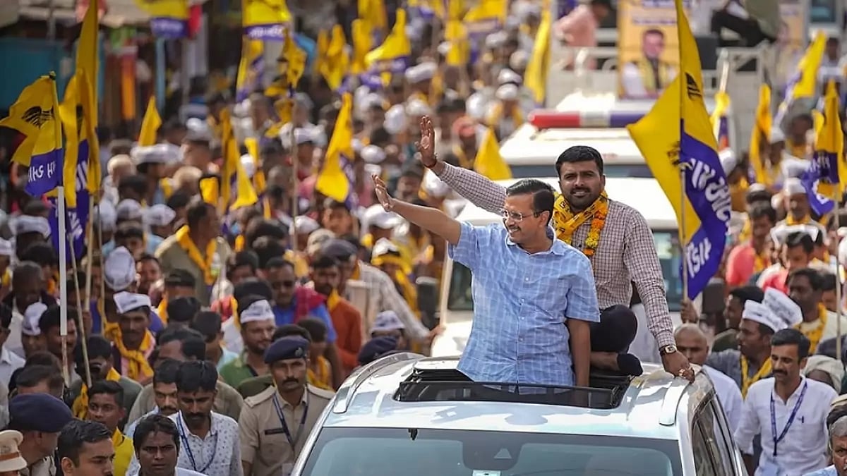 AAP Chief Arvind Kejriwal at a rally.