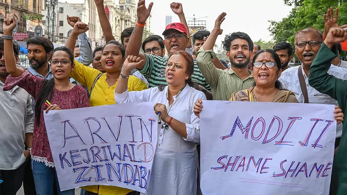 AAP protest against Kejriwal questioning by CBI