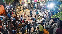 Cordoned Off: A team of forensics at the spot where Atiq Ahmed and his brother were shot dead while 