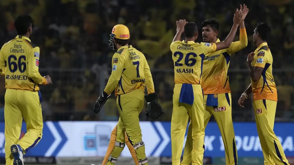 CSK celebrate the wicket of Jason Roy in Kolkata on Sunday.
