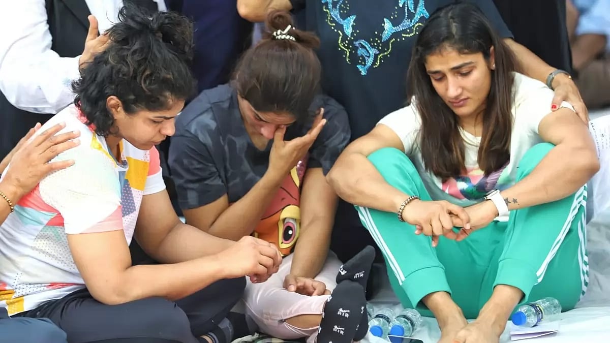 Wrestlers protest at Jantar Mantar