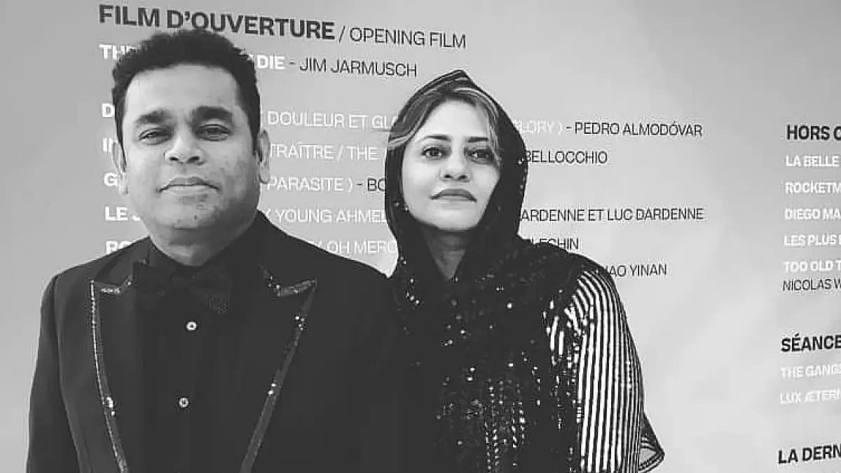 AR Rahman with wife at Cannes 