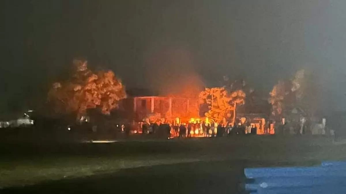 Mob vandalised and set on fire the event venue of Manipur CM Biren Singh 