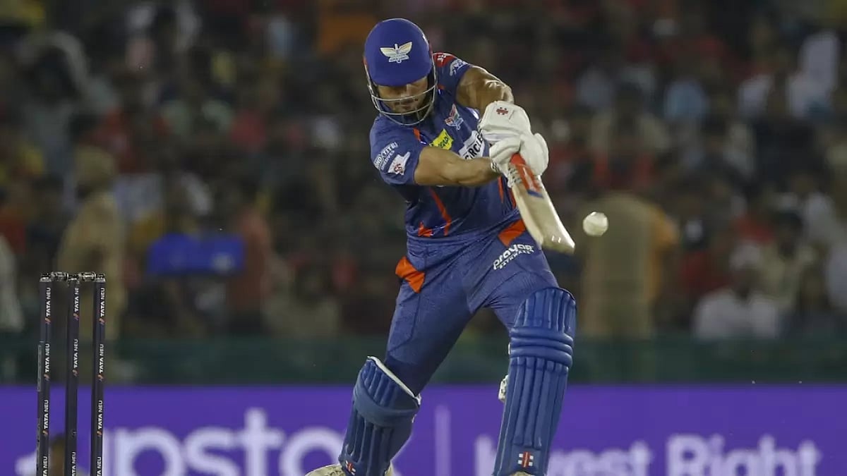 Stoinits bats en route to his 40-ball 72 against PBKS in Mohali on Friday.