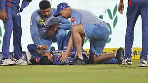 KL Rahul after he sustained an injury during the IPL.