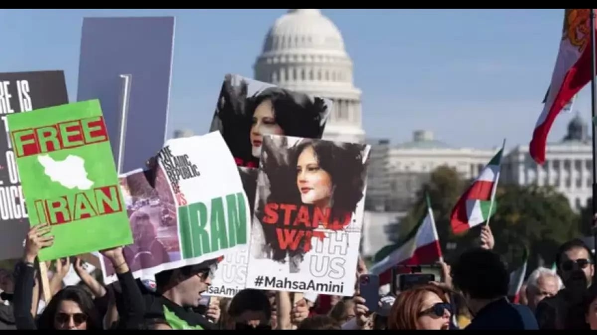 A rally at Washington to protest the Iranian regime in Oct 2022