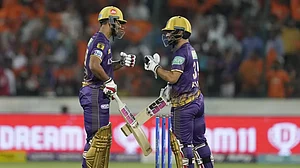 Rinku, right, and Rana scored respective 40s, but could not play deep into the innings.