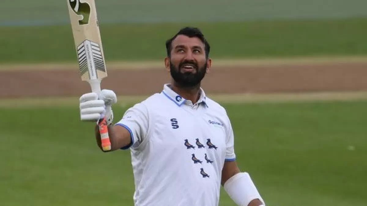 Cheteshwar Pujara in action for Sussex.
