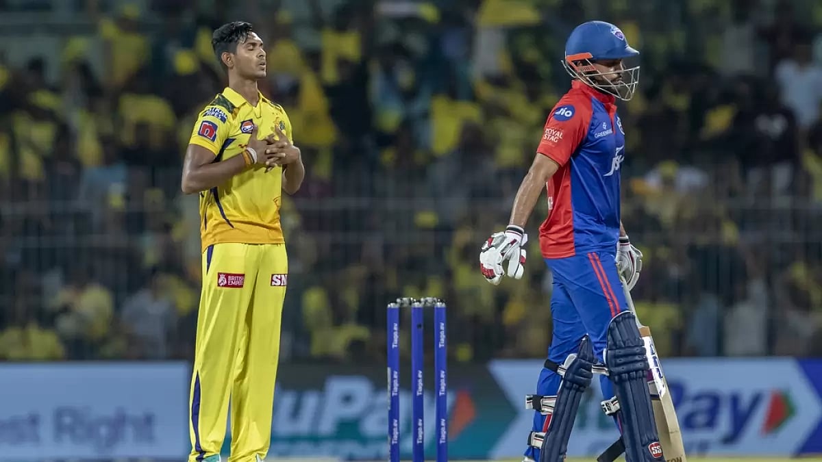 Pathirana celebrates the wicket of Manish Pandey in Chennai on Wednesday.