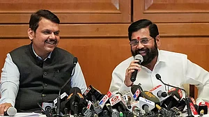 Eknath Shinde and Devendra Fadnavis address media