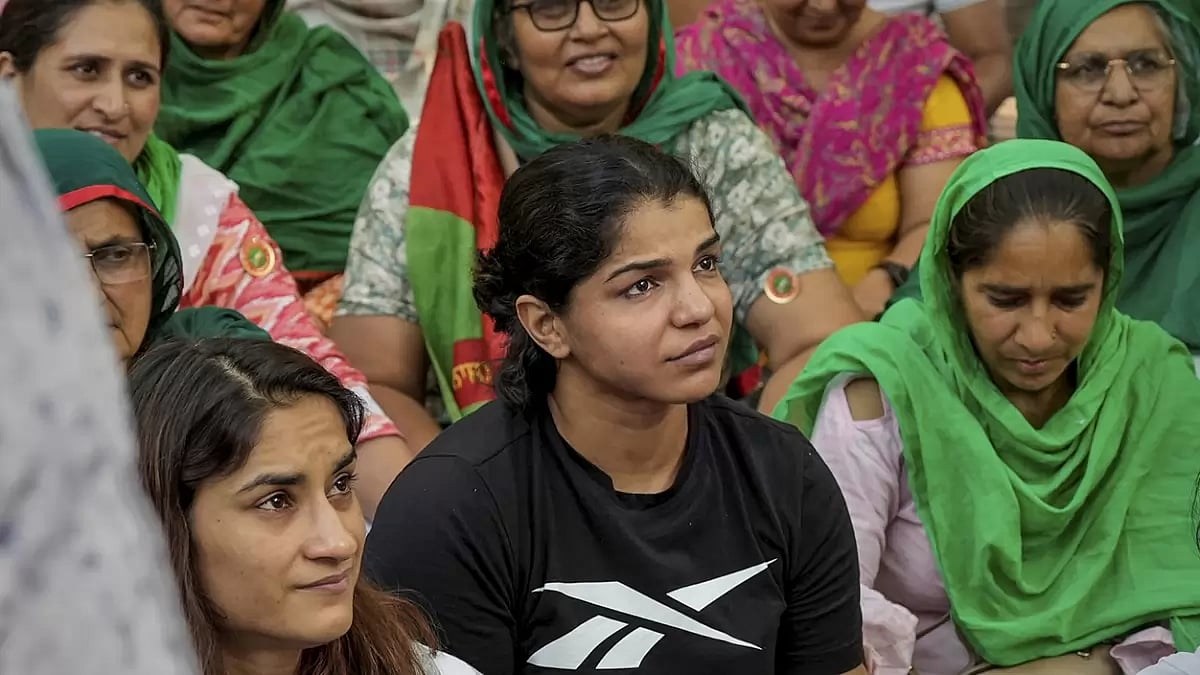 Wrestlers protest at Jantar Mantar