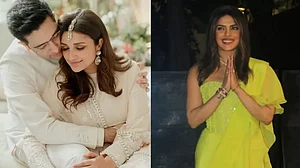 Parineeti Chopra with Raghav Chadha; Priyanka Chopra