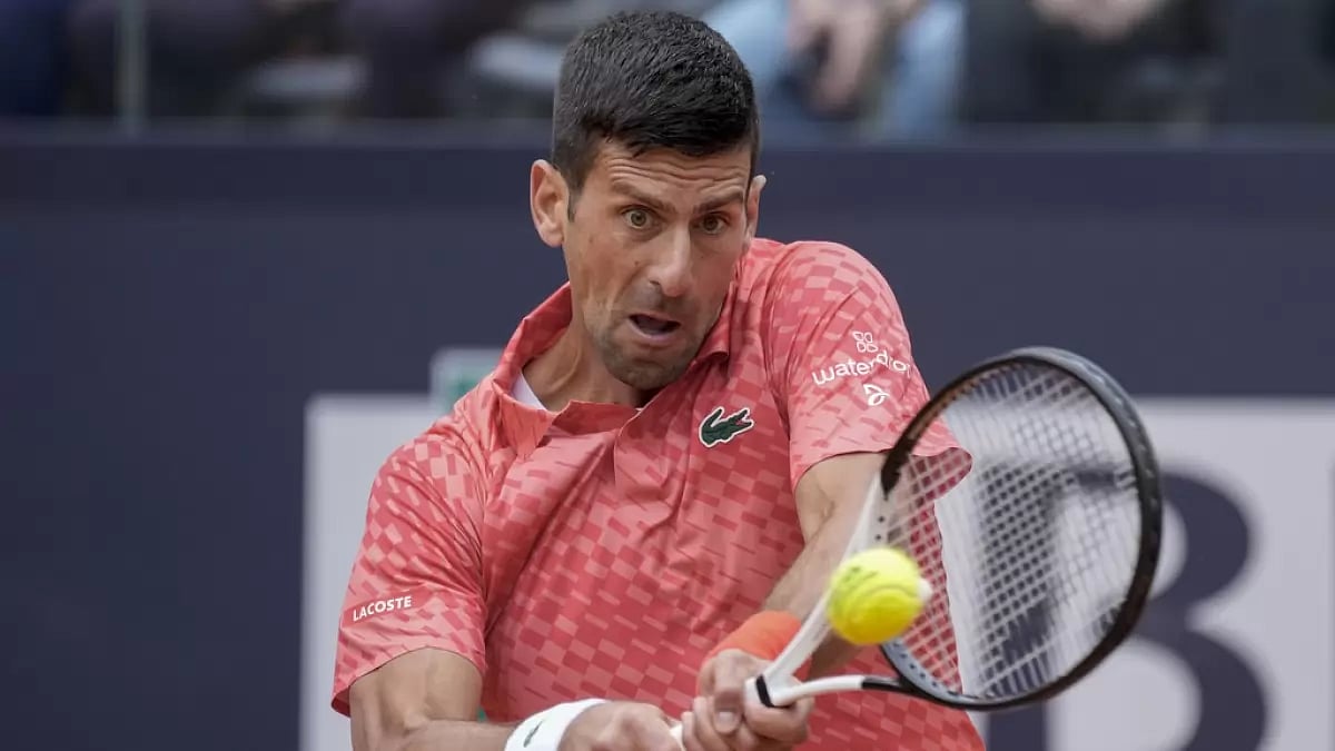 Djokovic in action against Norrie in Rome on Tuesday.