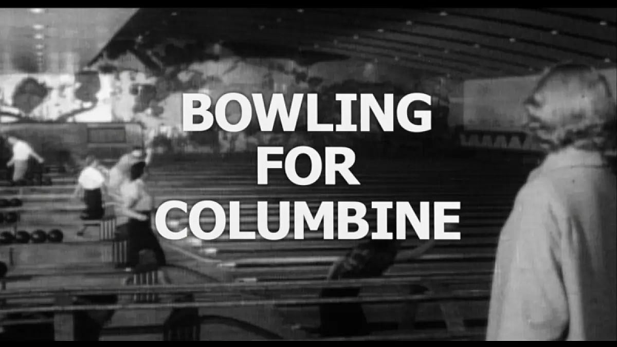 A movie poster of 'Bowling For Columbine'