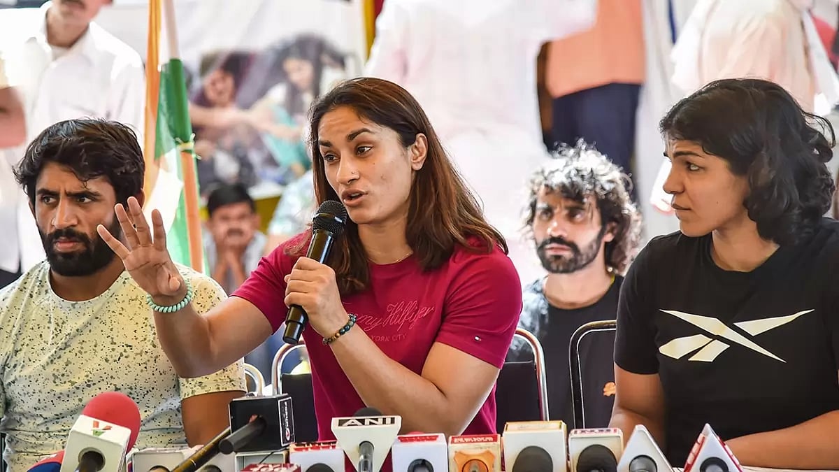 Wrestlers press conference at Jantar Mantar