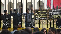 A protest over the issues faced by ad hoc teachers from Delhi University (DU) colleges