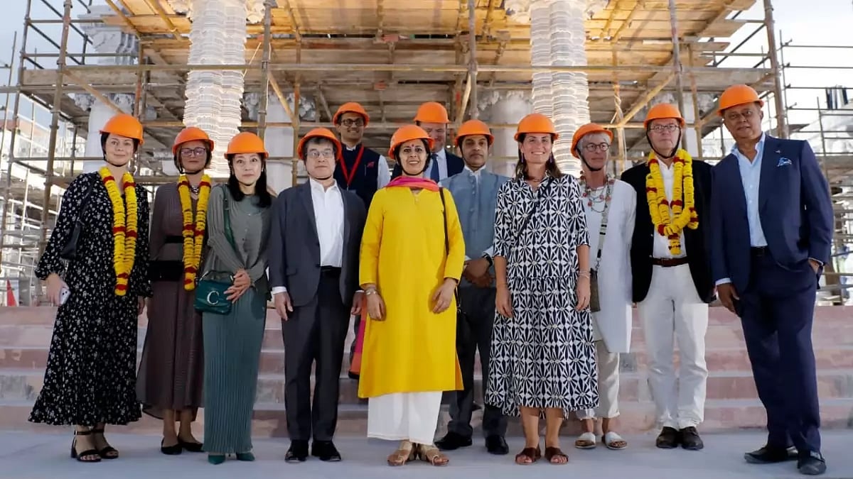 Ambassadors and diplomats from over 30 countries visited the under-construction site of the BAPS Hin