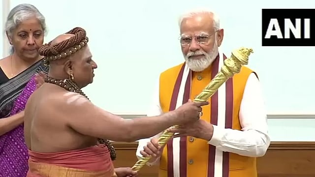 Adheenam Priests Present 'Sengol' To PM Modi Ahead Of New Parliament Building Inauguration