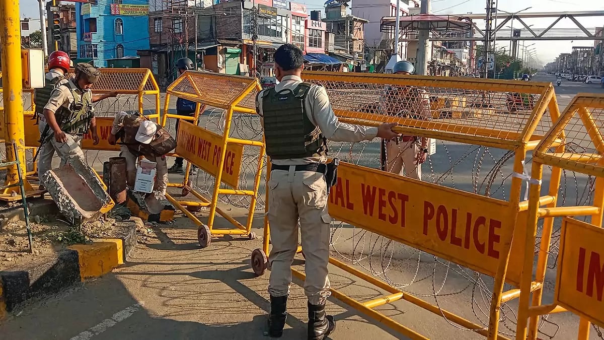 Manipur violence: Security personnel guard