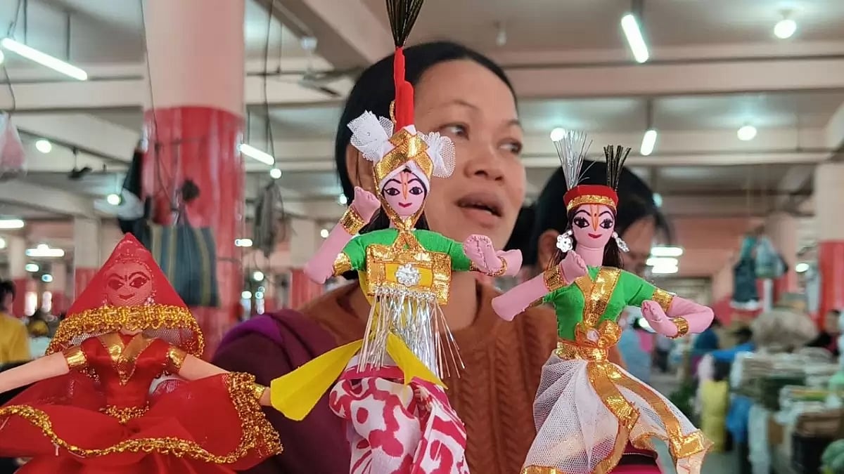 Symbols of indigenous Meitei culture and tradition as seen at the Ima Keithel market in Imphal