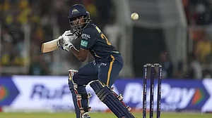 IPL/BCCI : Sudharsan bats en route to his 96 against CSK in Ahmedabad on Monday.