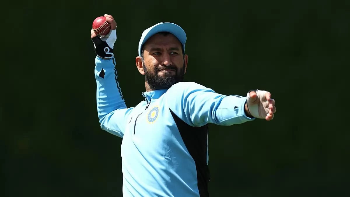 Pujara pictured during a team practice session ahead of the WTC final.
