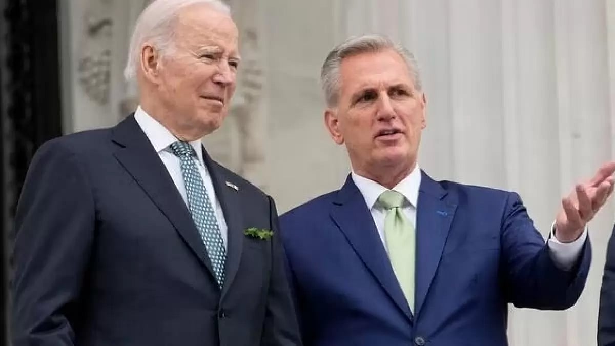 US President Joe Biden with House Speaker Kevin McCarthy
