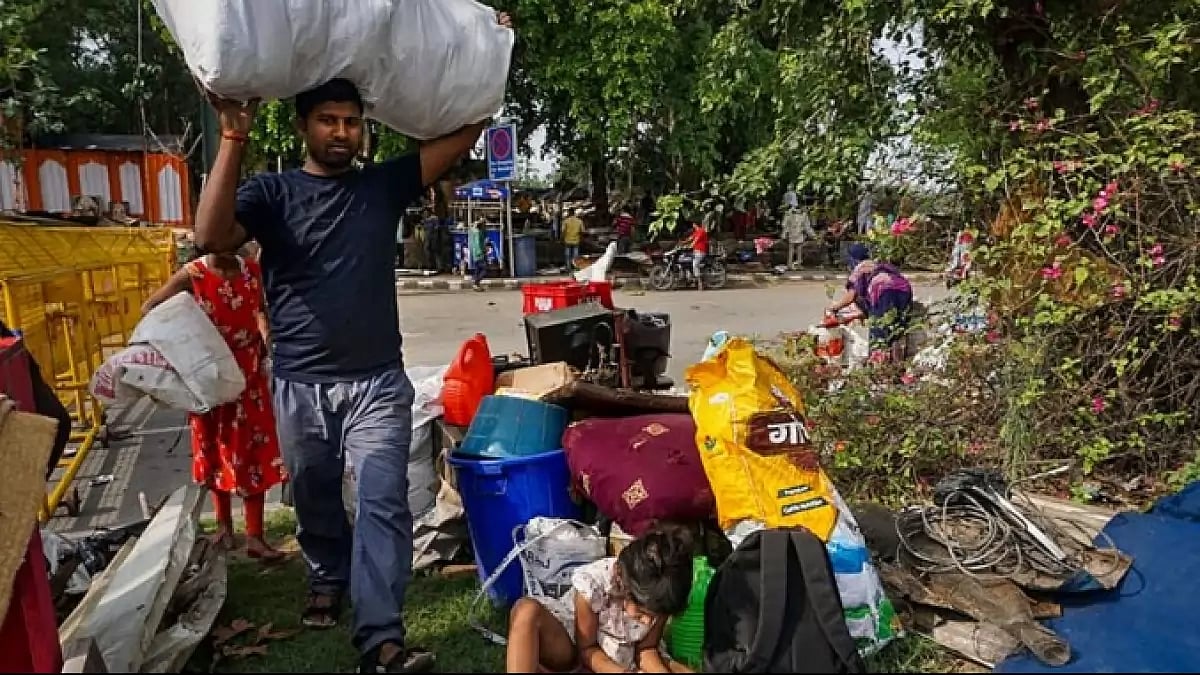 Authorities demolish shanties near Delhi's Pragati Maidan  